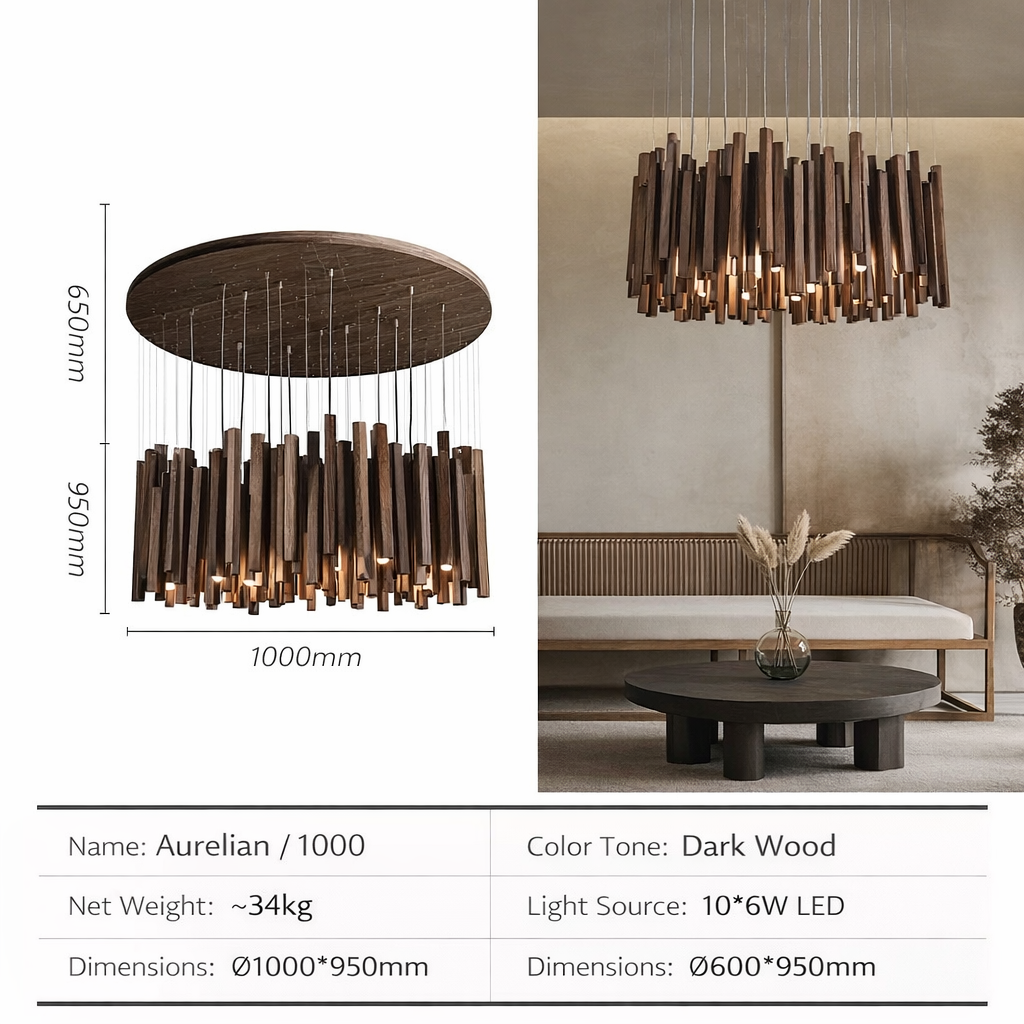AURELIAN Sculpted Wood Pendant Light