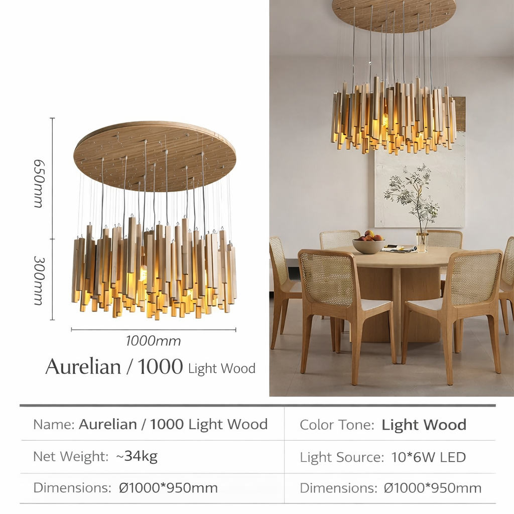 AURELIAN Sculpted Wood Pendant Light