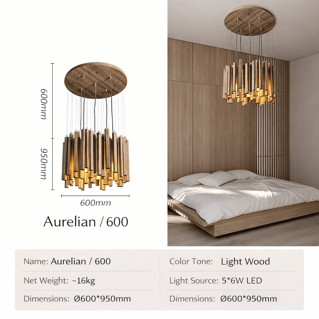 AURELIAN Sculpted Wood Pendant Light