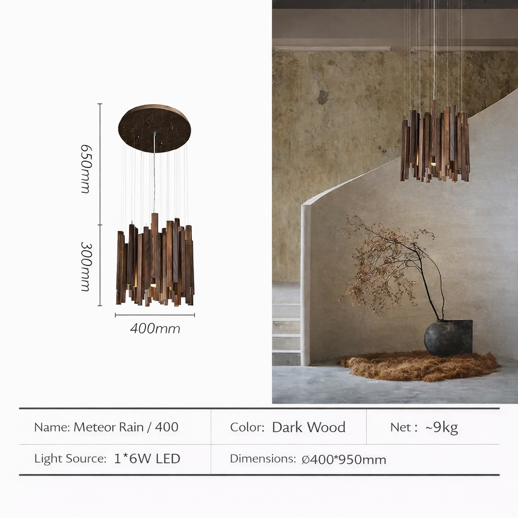 AURELIAN Sculpted Wood Pendant Light