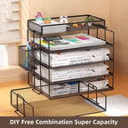 Office A4 Paper Desk Organizer Document File Letter Book Brochure Filling Tray Rack Shelf Carrier Metal Wire Mesh Storage Holder