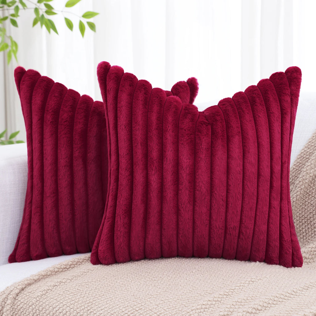 Soft Plush Striped Cushion Cover