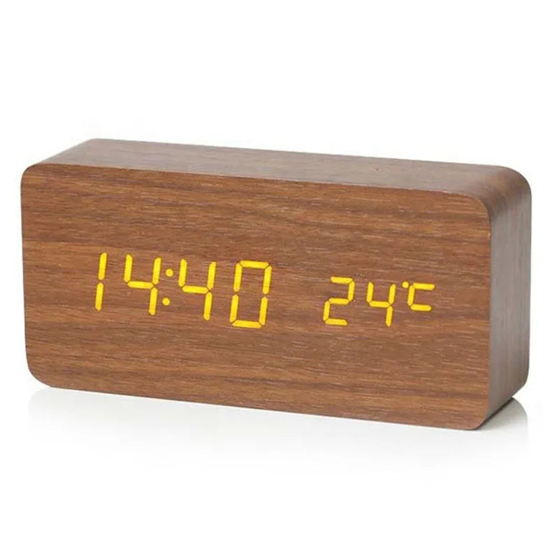 Elegant Wooden LED Alarm Clock