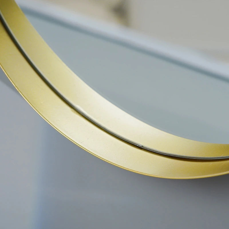 Decorative Mirror Nordic Wrought Iron Round  Wall Mounted Mirror Bathroom Dormitory Home Decor Glass Washstand Makeup Mirror