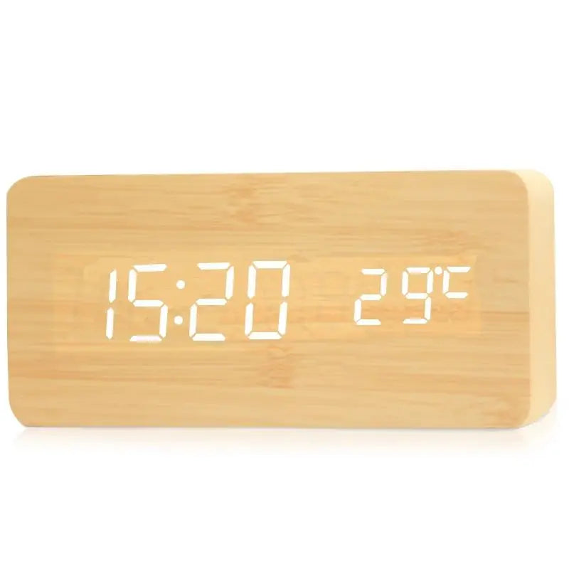 Elegant Wooden LED Alarm Clock