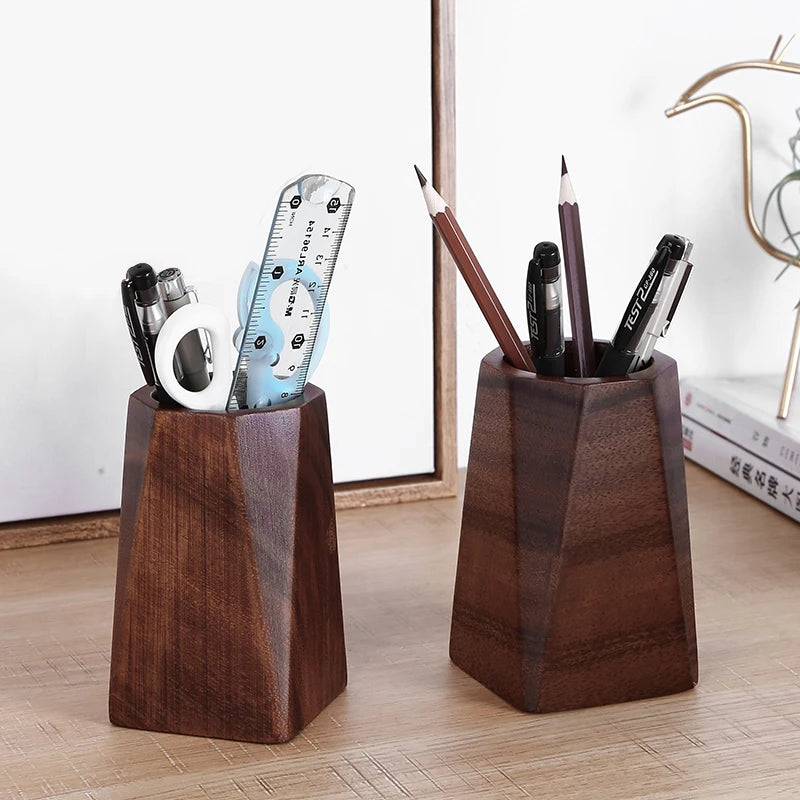Black Walnut Pen Holder Polishing Design Desktop Storage Supplies Wooden Desk Accessories Pen Storage Box Walnut Pen Holder