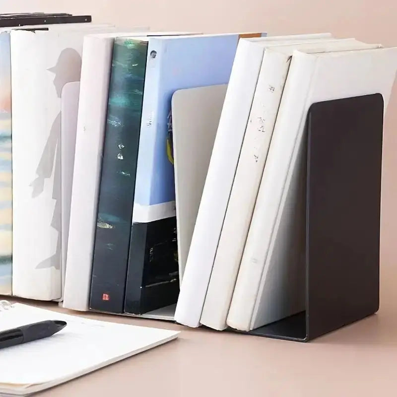 8 Pieces Bookends,Clear Bookends for Shelves,Heavy Duty Book Ends andDesktop Organizer,Book Stopper for Books/Movies/CD