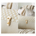 DUNXDECO Oat Color Cushion Retro Geometric Jacquard Cushion Cover Pillow Case Art House Ivory Home Sofa Chair Coussin