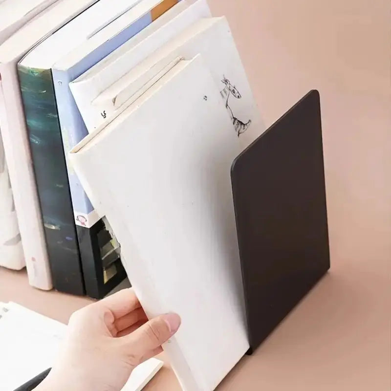 8 Pieces Bookends,Clear Bookends for Shelves,Heavy Duty Book Ends andDesktop Organizer,Book Stopper for Books/Movies/CD