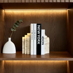 1 Piece Travertine Natural Marble Bookend, Stone Modern Decorative Desk Accessories for Home  Living Room, Office & Bookshelf