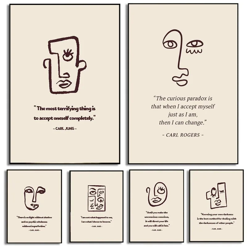 Carl Jung Carl Rogers Poster Therapy Office Decor Psychology Art Mental Health Inspirational Quotes Minimalist Home Wall Art