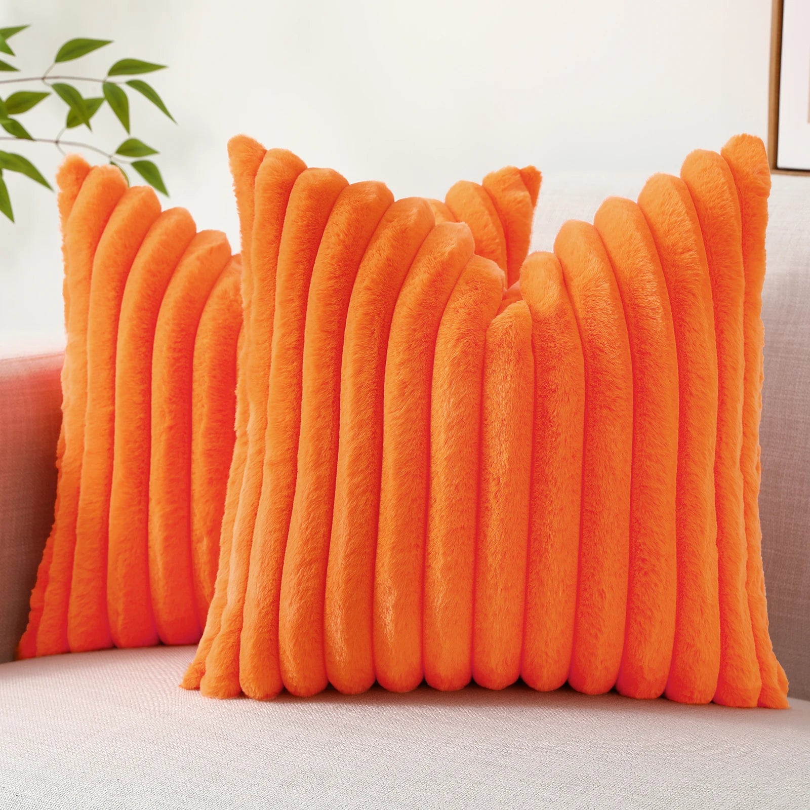 Soft Plush Striped Cushion Cover