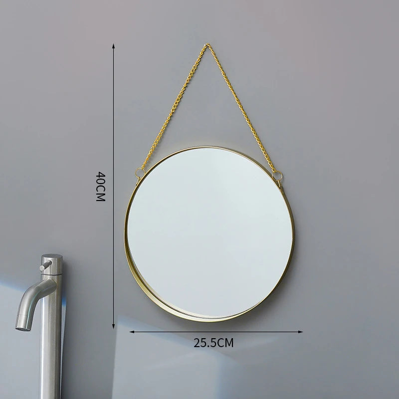 Decorative Mirror Nordic Wrought Iron Round  Wall Mounted Mirror Bathroom Dormitory Home Decor Glass Washstand Makeup Mirror