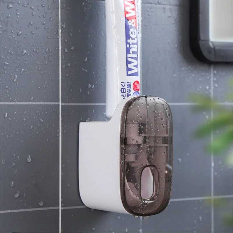 Non Punching And Squeezing Toothpaste Dispenser Fully SAutomatic Household Wall Mounted Toothpaste Dispenser Toothbrush Holder