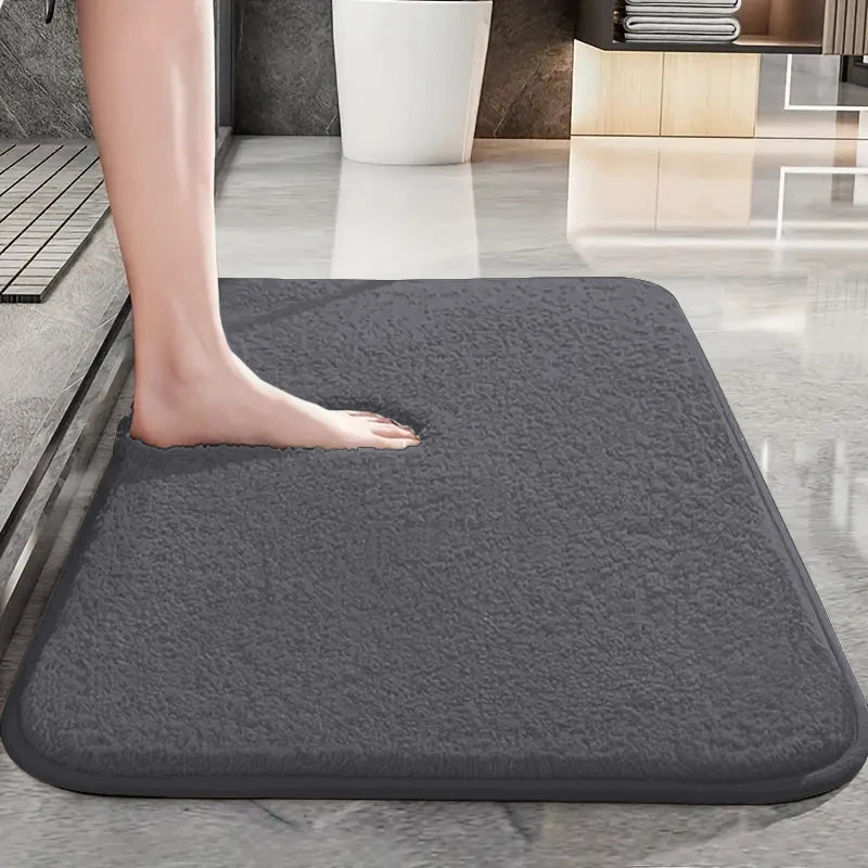 Solid color thickened bathroom non-slip foot mat shower room door absorbent mat dirt-resistant toilet mat furry mat