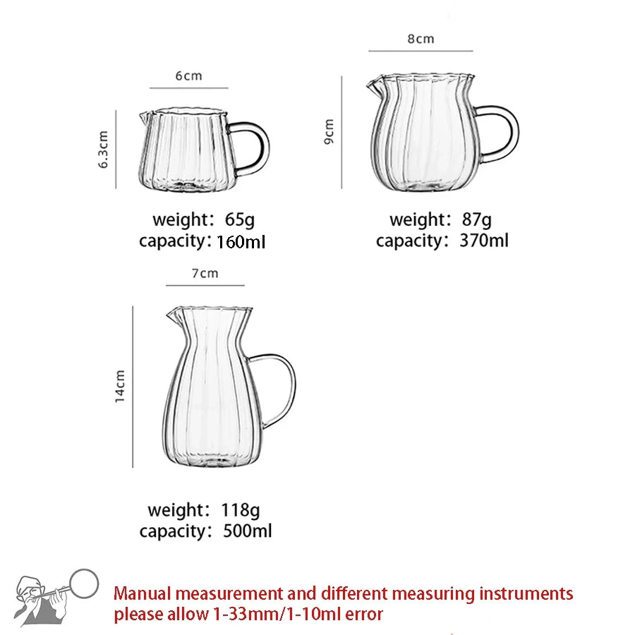 Glass Tea Pitcher Transparent Handle Milk Coffee Cup Heat-Resisting High Borosilicate Glass Coffee Pot  Espresso Measuring Cup
