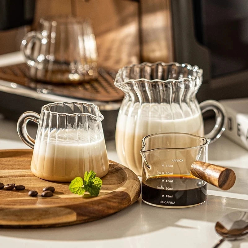 Glass Tea Pitcher Transparent Handle Milk Coffee Cup Heat-Resisting High Borosilicate Glass Coffee Pot  Espresso Measuring Cup