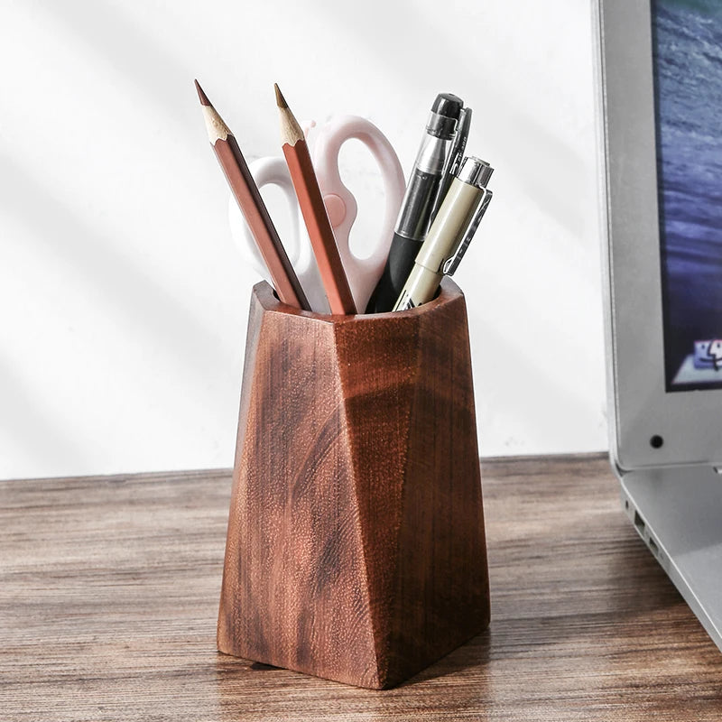 Black Walnut Pen Holder Polishing Design Desktop Storage Supplies Wooden Desk Accessories Pen Storage Box Walnut Pen Holder