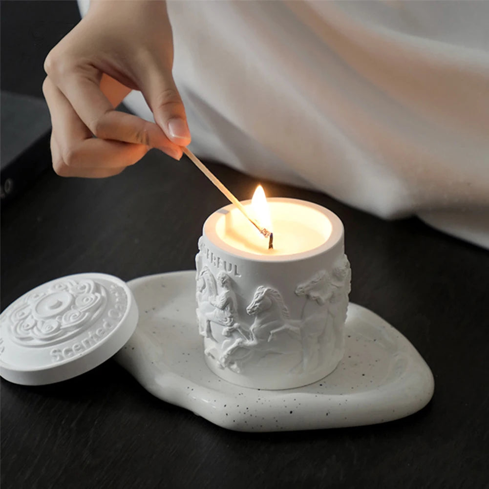 Voltsify Retro Embossed Scented Candle, 7cm Dia x 10.5cm H