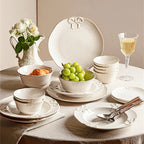 French Style White Set Porcelain Tableware Dishes Household Dish Plate Kitchen Supplies Bow Embossed Bowl Dinner Plate Package