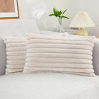 Homaxy Plush Pillow Cover 50x50cm Soft Fluffy Striped Cushion Cover 40x40 Luxury Pillowcase Home Decorative Pillow Case For Sofa