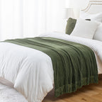 Battilo Soft Chenille Knit Blankets with Tassels Green Plaid Throw Blanket for Bed Couch Decorative Sofa Blanket Bedroom Decor