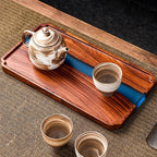 Wooden Tea Tray High-grade Epoxy Resin Retro Tea Table Household Small Dry Bubble Snack Tray Serving Tray Various Size
