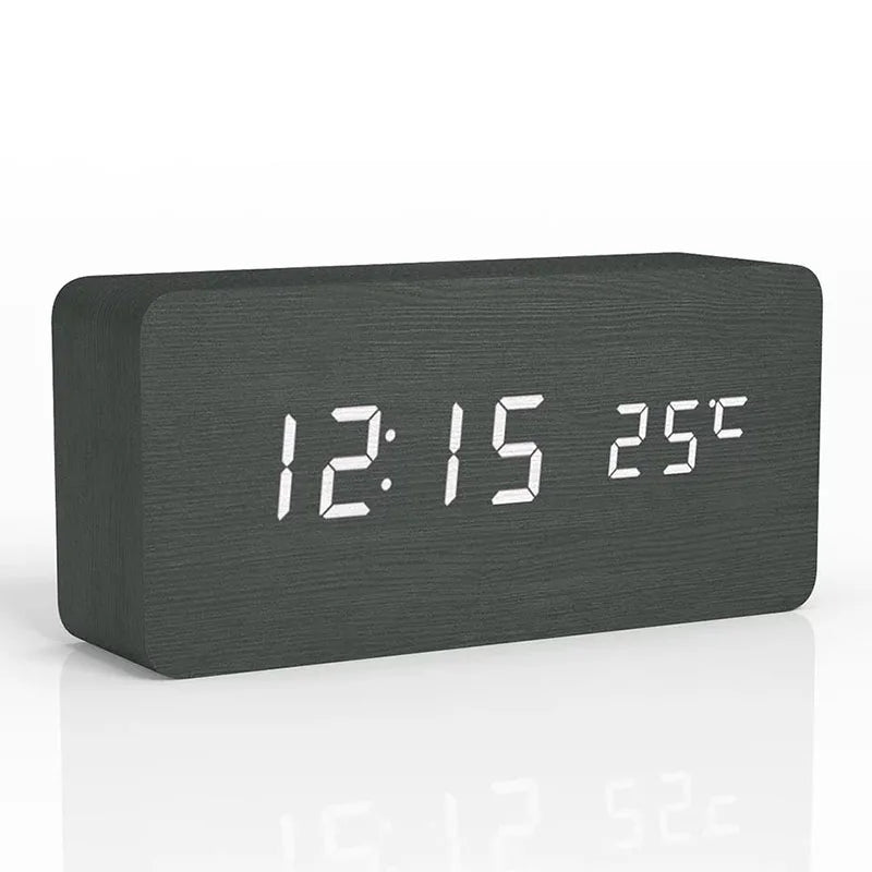 Elegant Wooden LED Alarm Clock