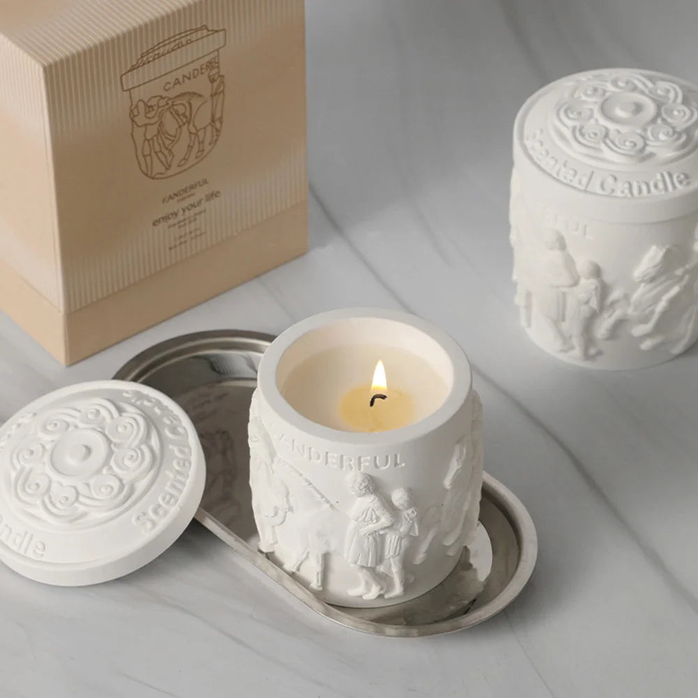 Voltsify Retro Embossed Scented Candle, 7cm Dia x 10.5cm H