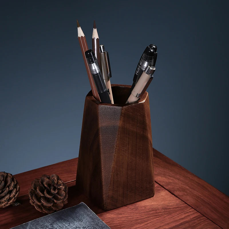 Black Walnut Pen Holder Polishing Design Desktop Storage Supplies Wooden Desk Accessories Pen Storage Box Walnut Pen Holder