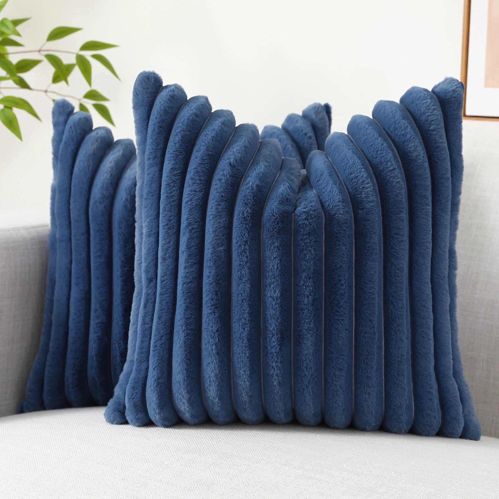 Soft Plush Striped Cushion Cover