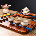 Wooden Tea Tray High-grade Epoxy Resin Retro Tea Table Household Small Dry Bubble Snack Tray Serving Tray Various Size