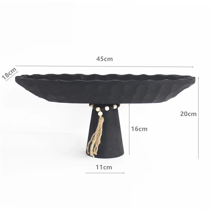 Elegant Black Wood Fruit Bowl