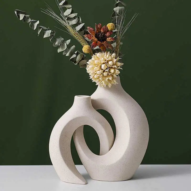 Elegant White Ceramic Vase Set