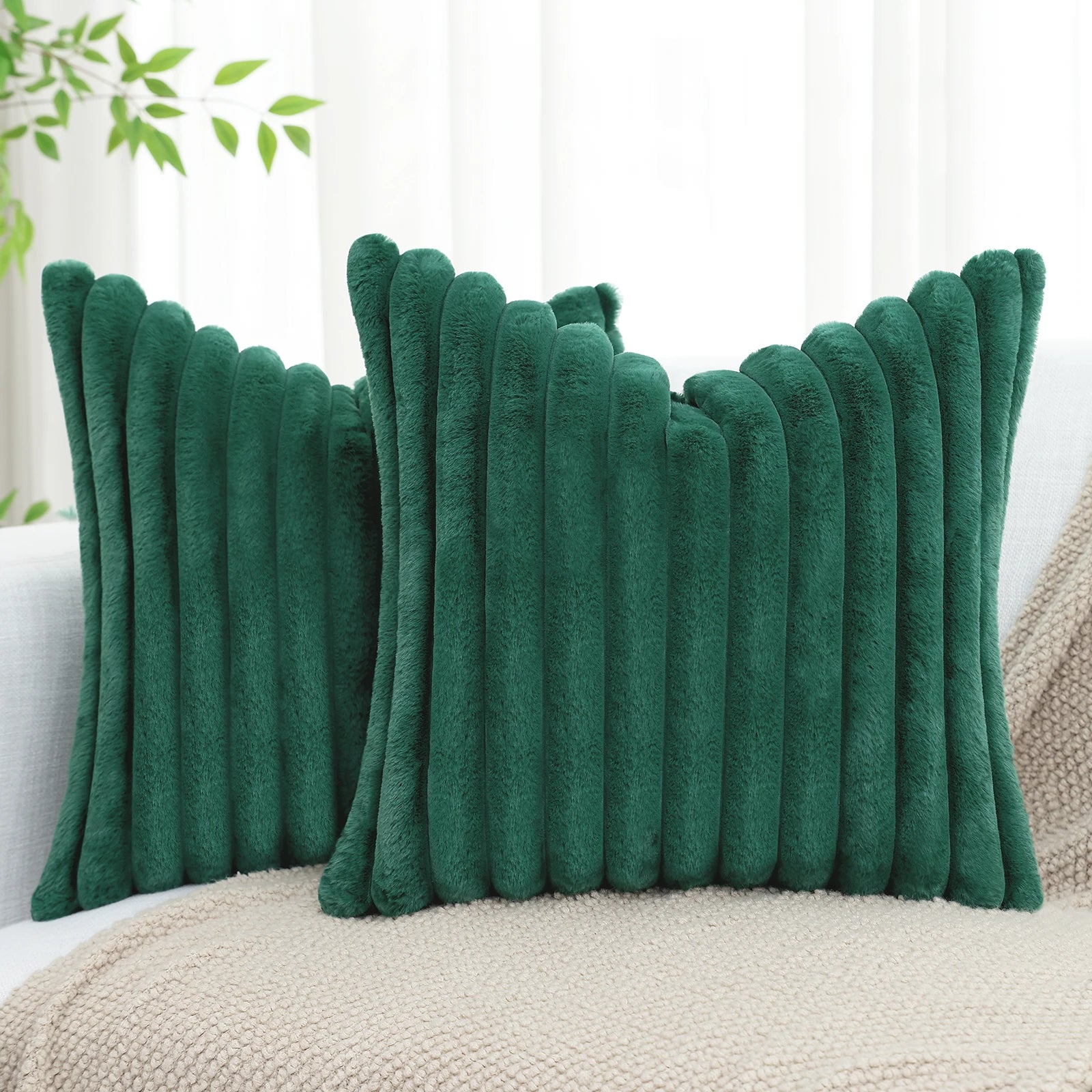 Soft Plush Striped Cushion Cover