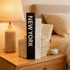 1 Piece Travertine Natural Marble Bookend, Stone Modern Decorative Desk Accessories for Home  Living Room, Office & Bookshelf