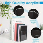 8 Pieces Bookends,Clear Bookends for Shelves,Heavy Duty Book Ends andDesktop Organizer,Book Stopper for Books/Movies/CD