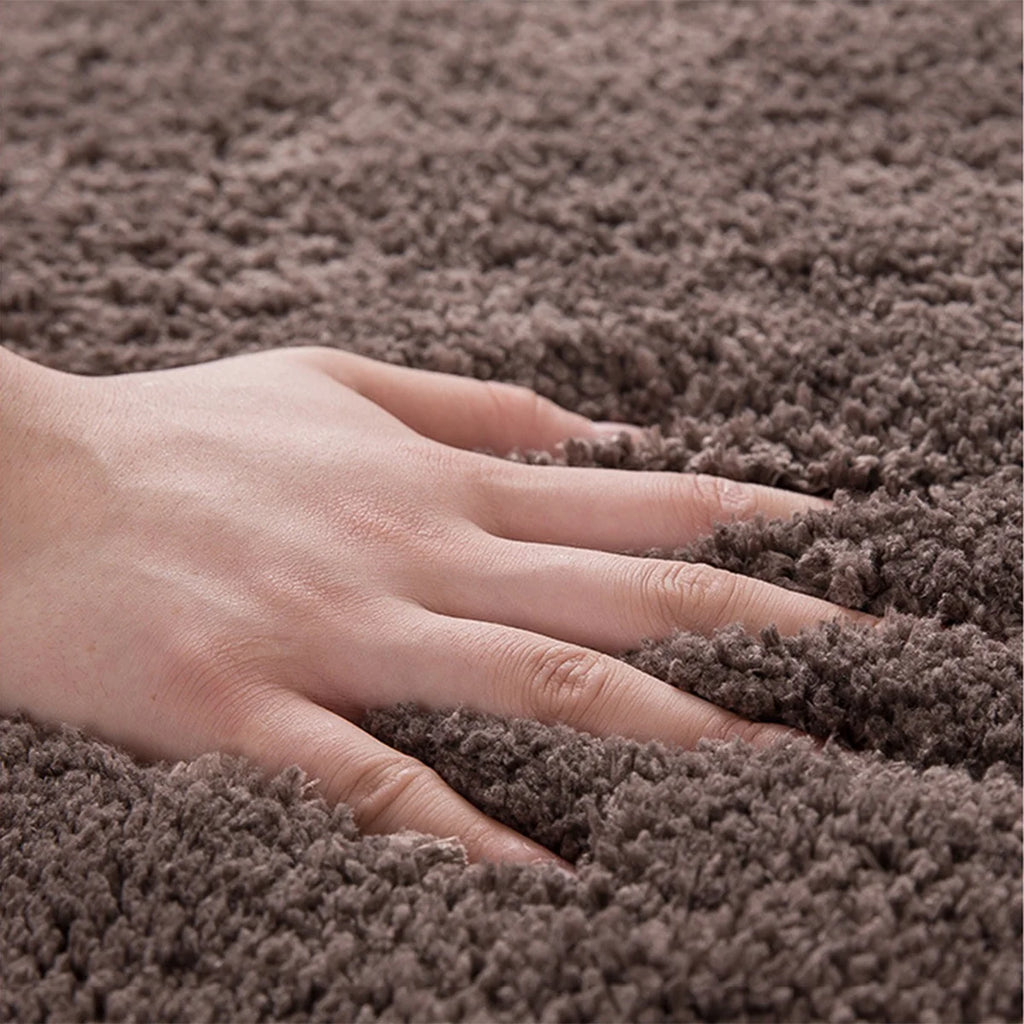 Solid color thickened bathroom non-slip foot mat shower room door absorbent mat dirt-resistant toilet mat furry mat