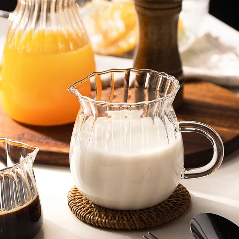 Glass Tea Pitcher Transparent Handle Milk Coffee Cup Heat-Resisting High Borosilicate Glass Coffee Pot  Espresso Measuring Cup