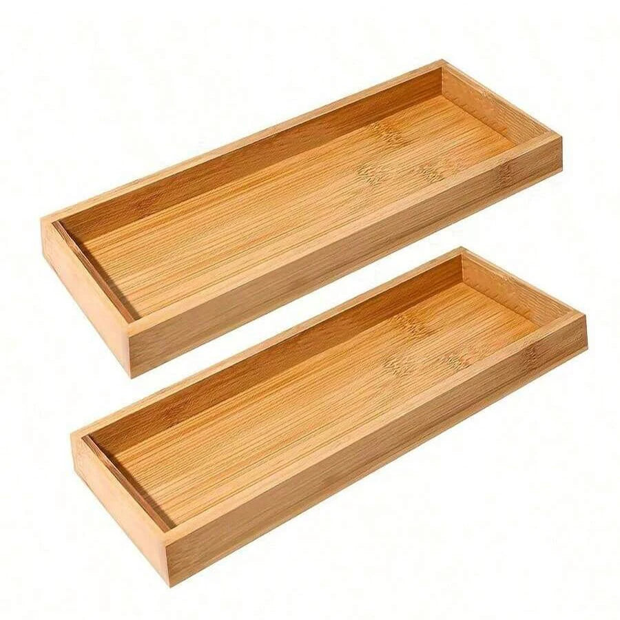 Elegant Bamboo Bathroom Tray Set