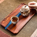 Wooden Tea Tray High-grade Epoxy Resin Retro Tea Table Household Small Dry Bubble Snack Tray Serving Tray Various Size